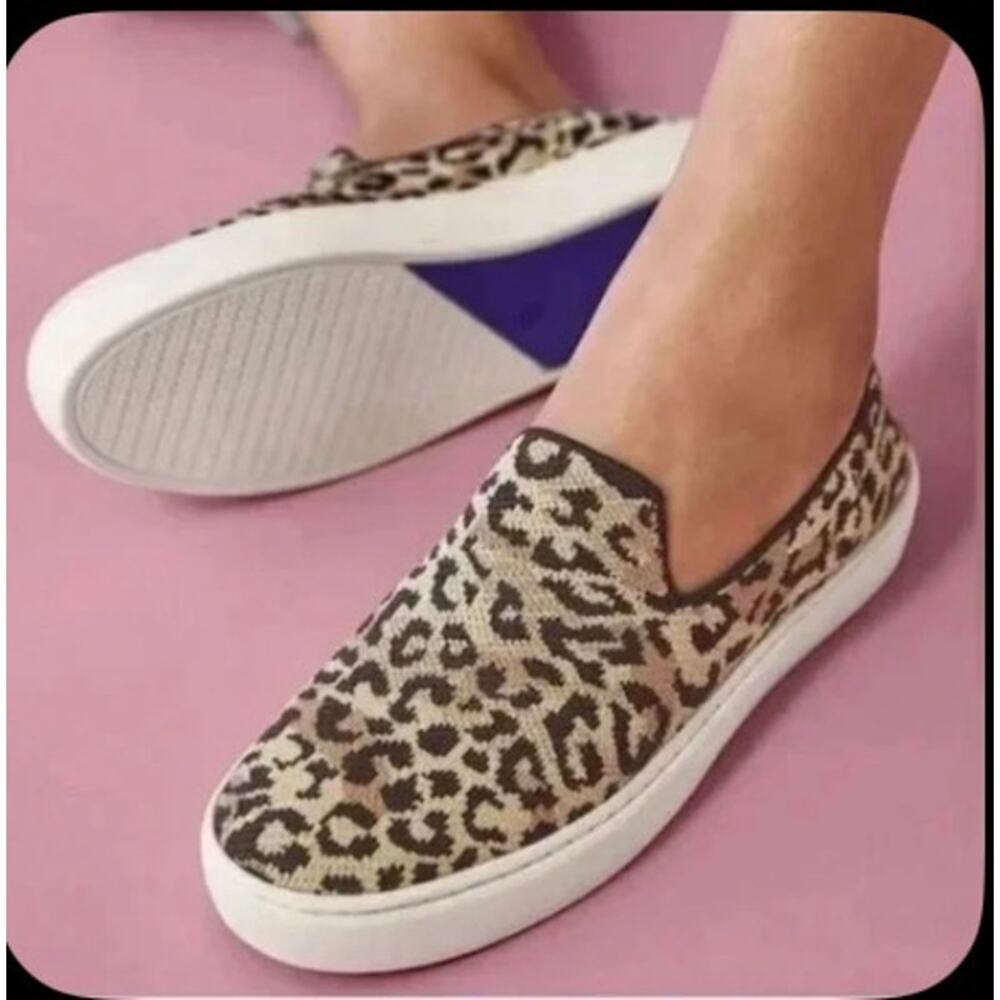 Rothy's The Original Slip On Sneaker Leopard Print/Blue Shoes 10.5 US